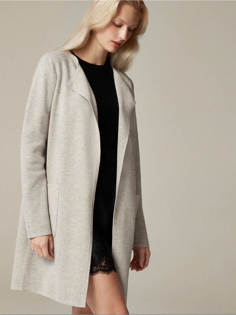 J. Crew Juliette Collarless‎ Sweater-Blazer in Light Gray Retail $158